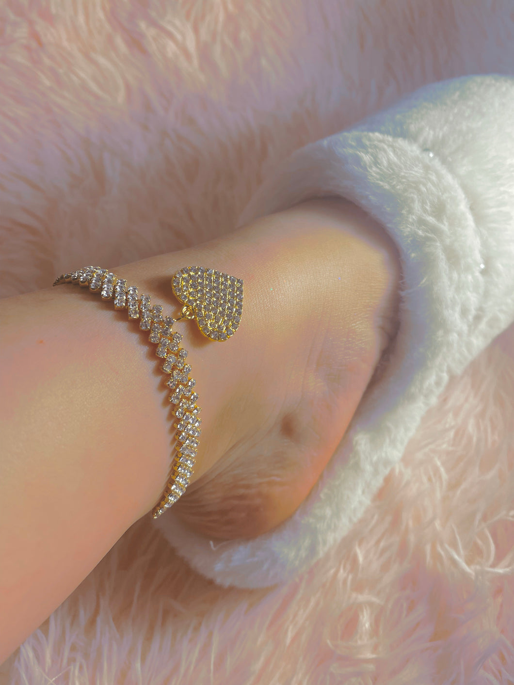 AMOR Rhinestone Ankle Bracelet (Gold)